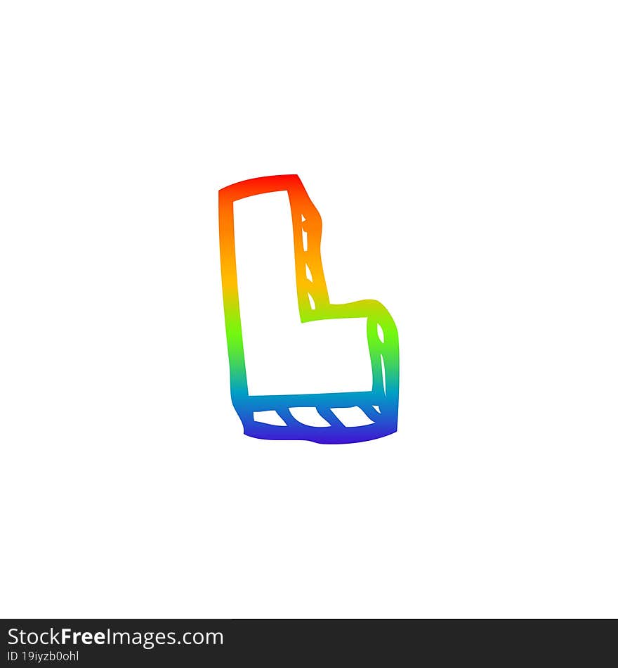 rainbow gradient line drawing of a cartoon letter l