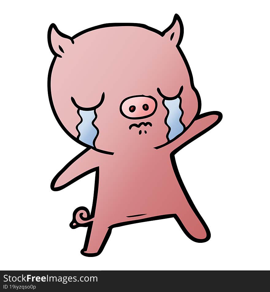 cartoon pig crying. cartoon pig crying