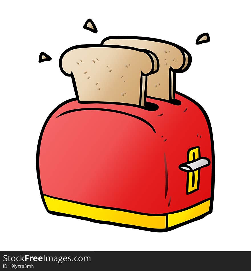 cartoon toaster toasting bread. cartoon toaster toasting bread