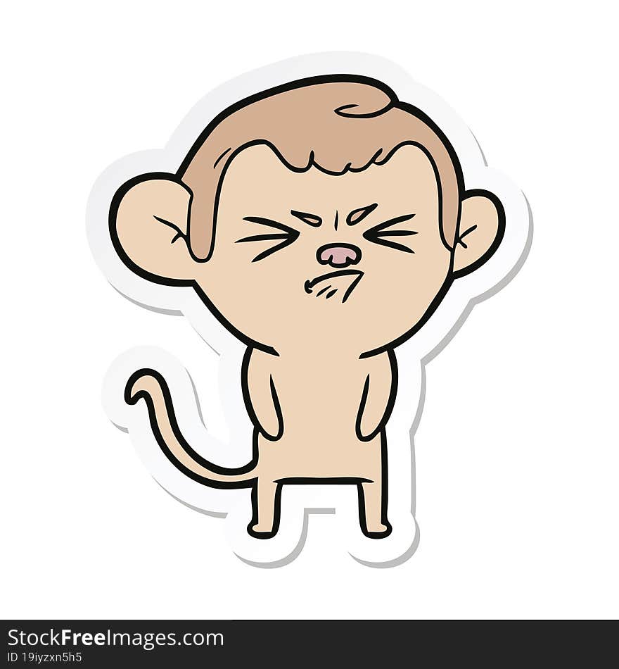 sticker of a cartoon annoyed monkey