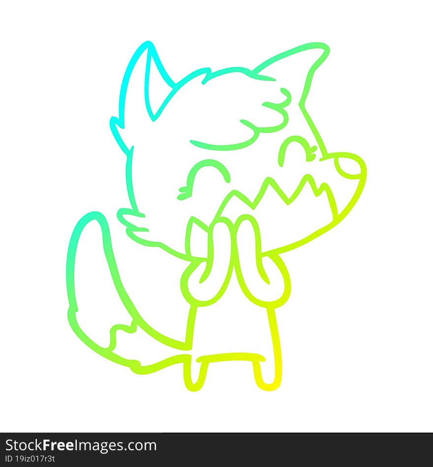 Cold Gradient Line Drawing Happy Cartoon Fox