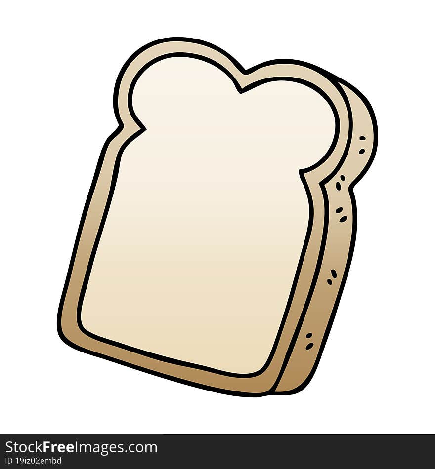 gradient shaded quirky cartoon slice of bread. gradient shaded quirky cartoon slice of bread