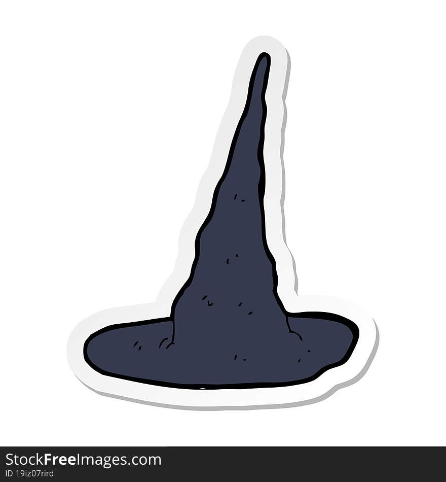 sticker of a cartoon spooky witch hat