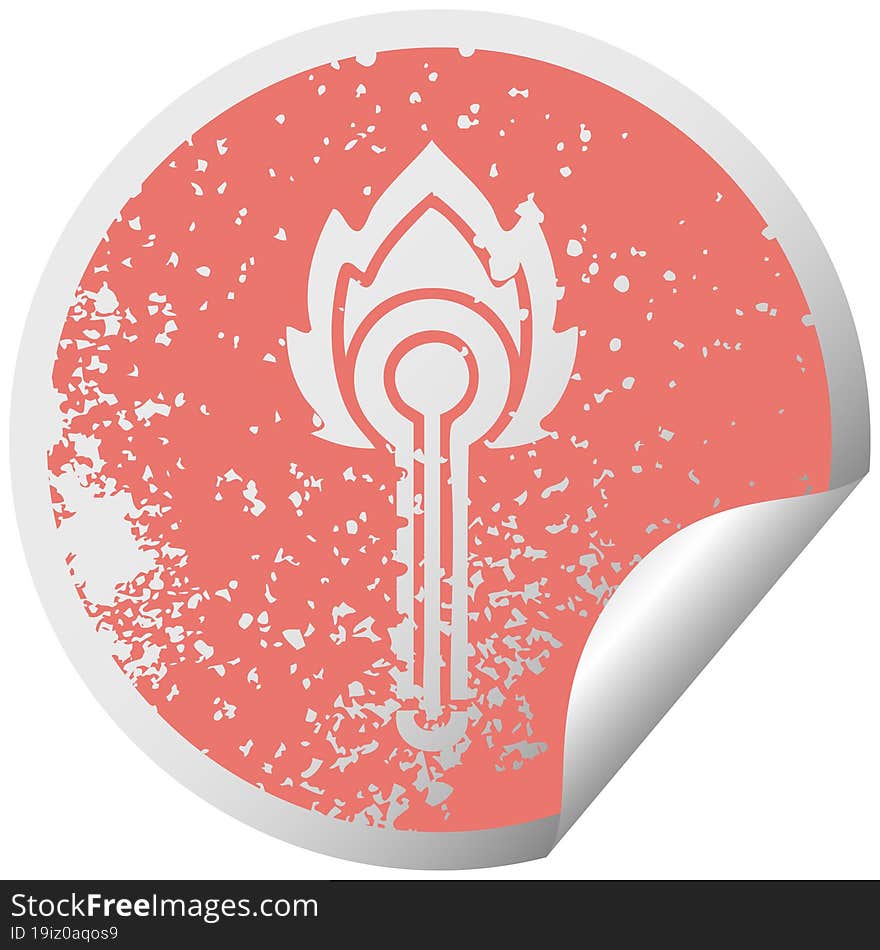 distressed circular peeling sticker symbol hot glass thermometer