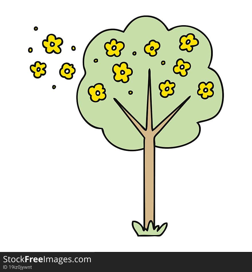 hand drawn quirky cartoon tree. hand drawn quirky cartoon tree