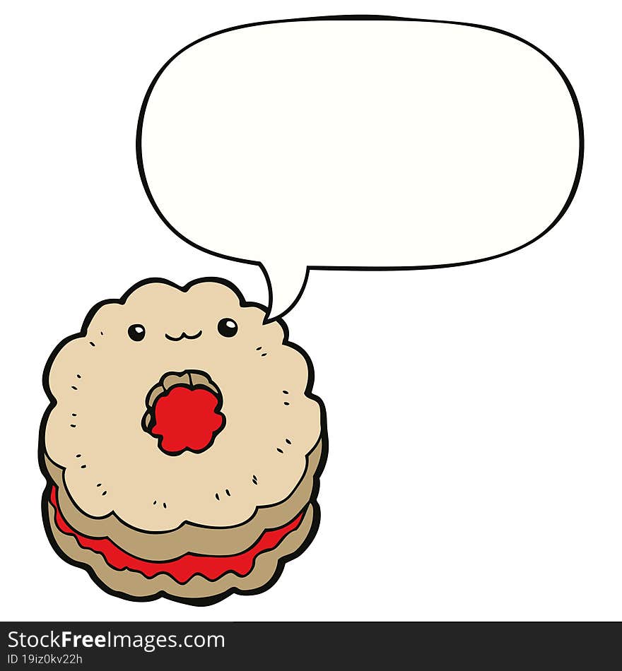 Cartoon Biscuit And Speech Bubble