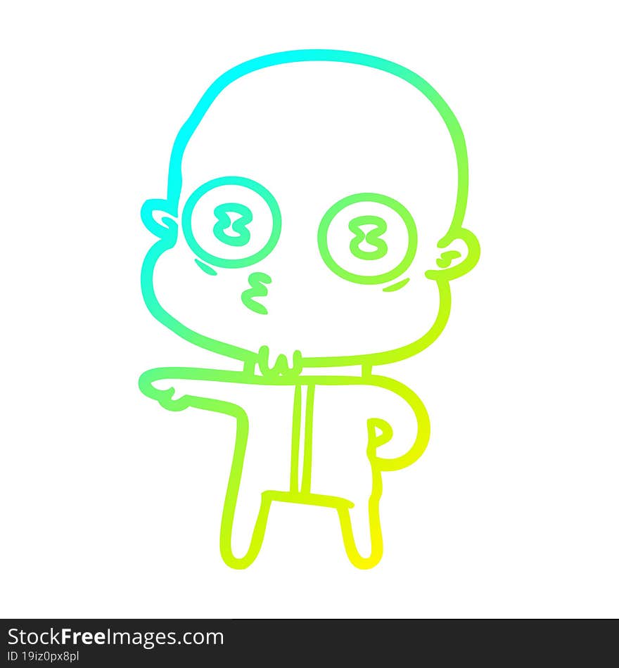 cold gradient line drawing cartoon weird bald spaceman