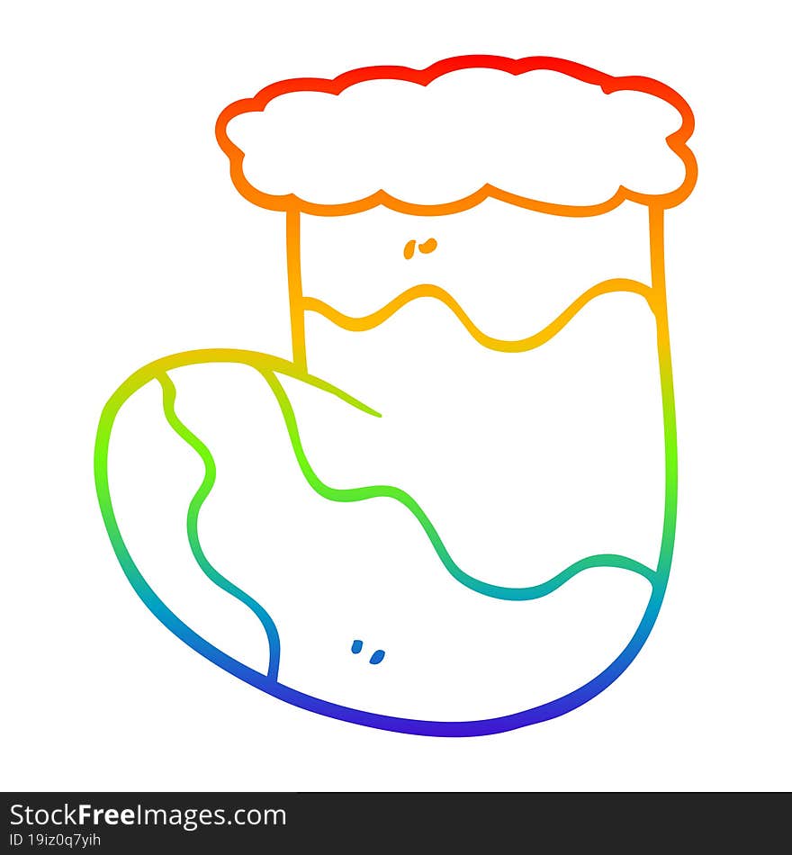 Rainbow Gradient Line Drawing Cartoon Christmas Stocking