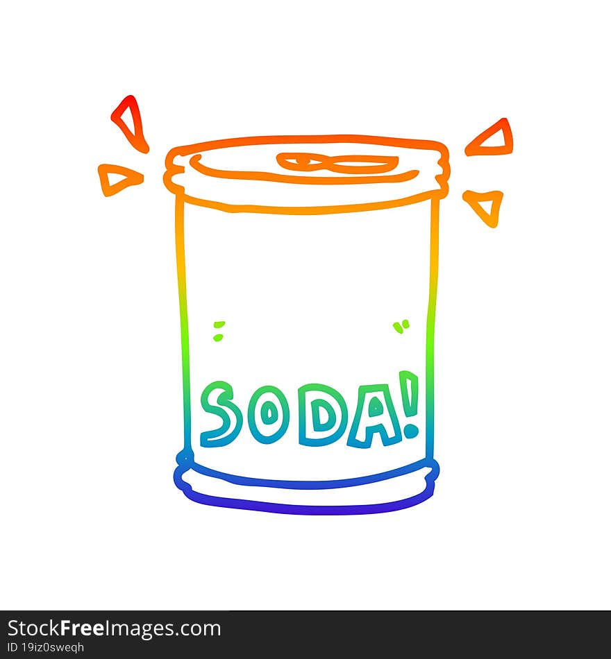 Rainbow Gradient Line Drawing Cartoon Soda Can