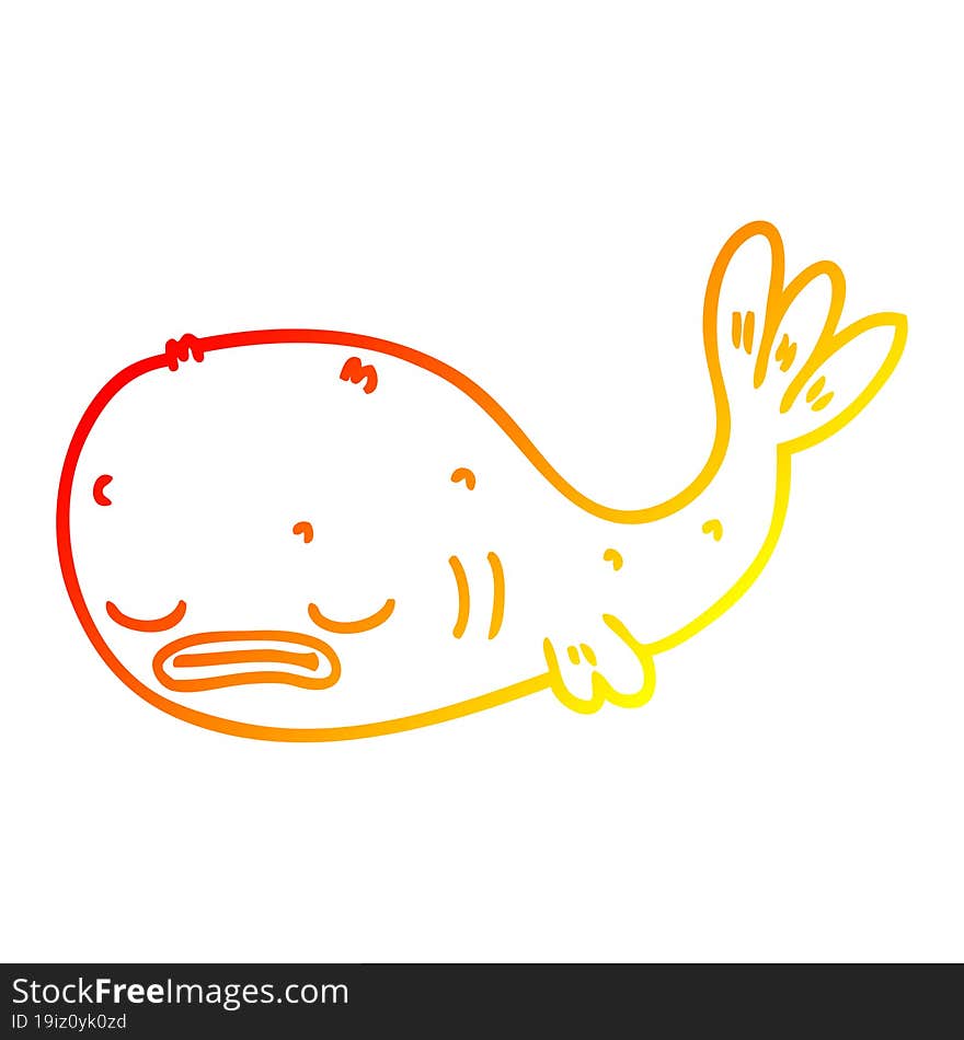 warm gradient line drawing cartoon fish