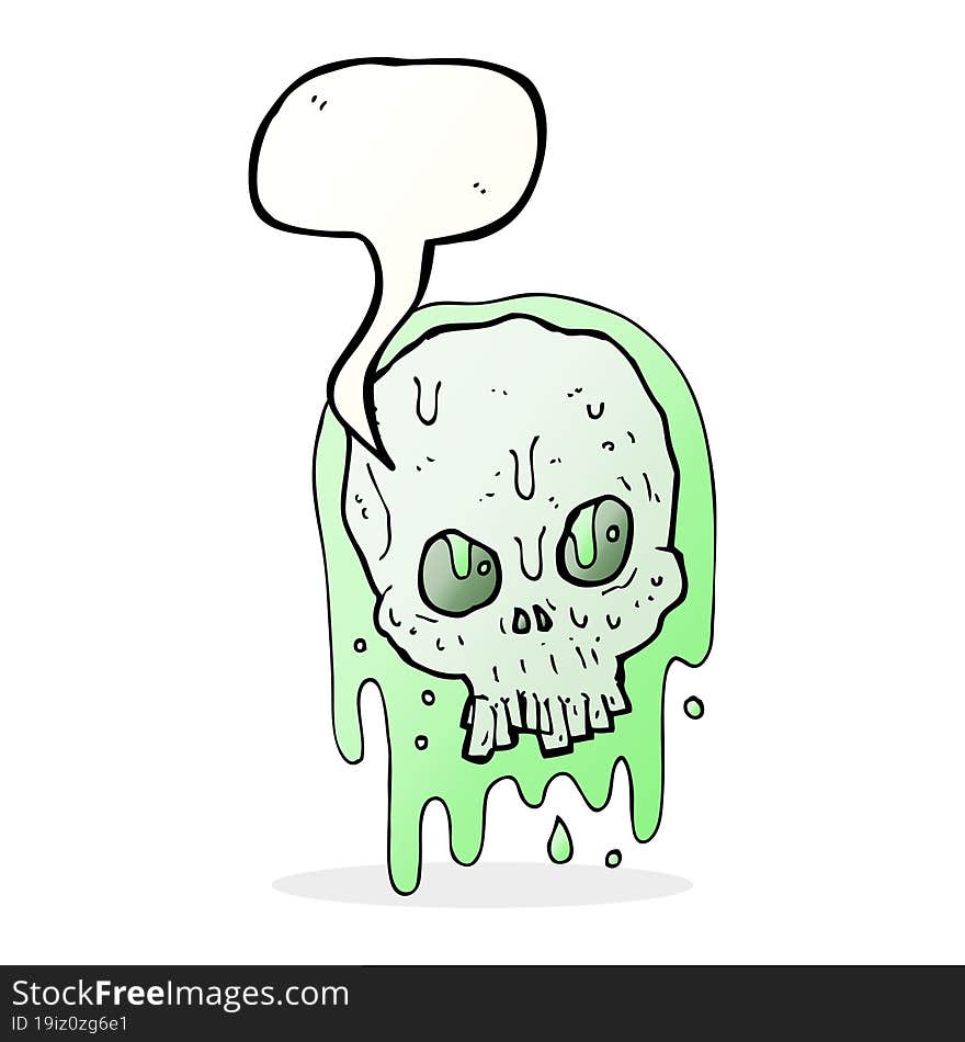 Cartoon Slimy Skull With Speech Bubble