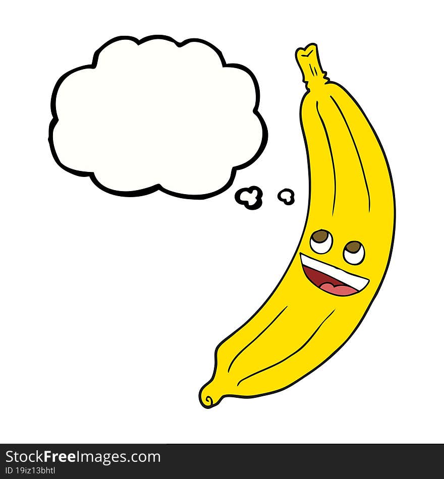 freehand drawn thought bubble cartoon banana