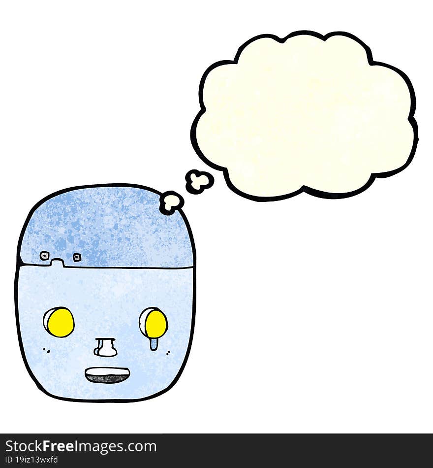 cartoon robot head with thought bubble