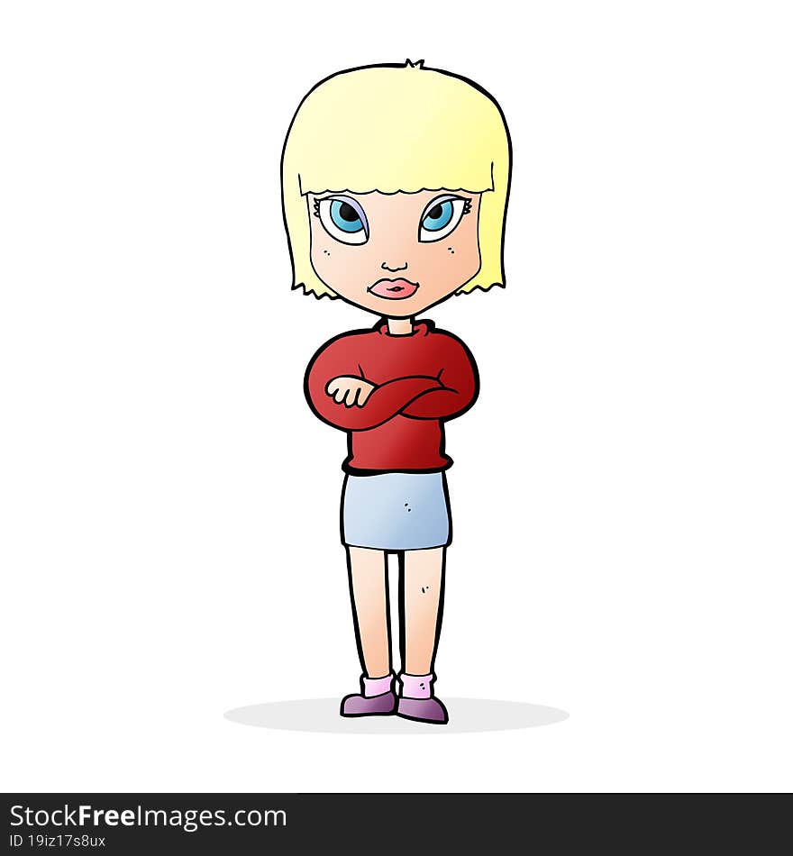 cartoon woman with crossed arms