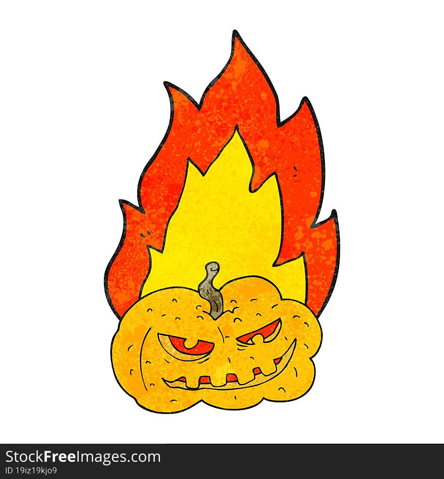 Texture Cartoon Flaming Halloween Pumpkin