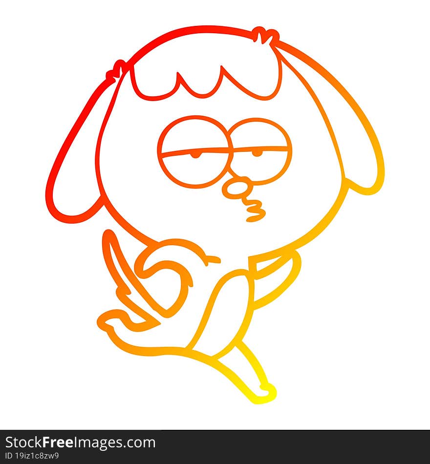 warm gradient line drawing cartoon bored dog running