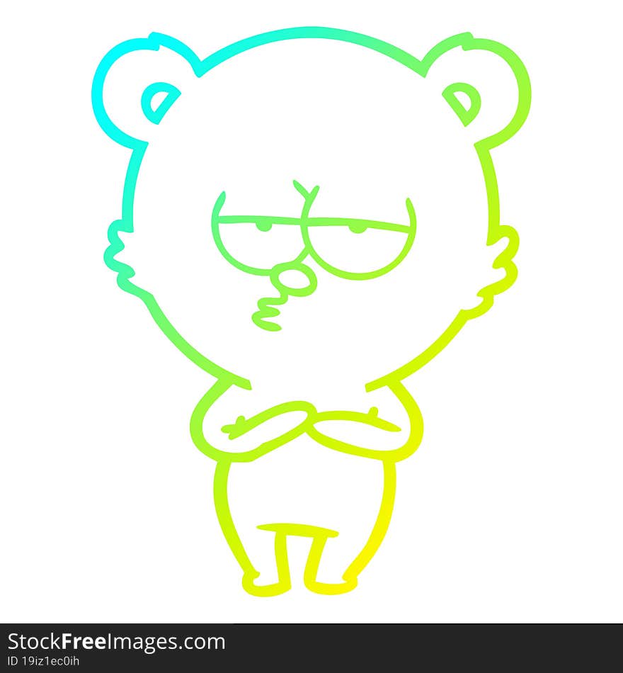 cold gradient line drawing bored bear cartoon