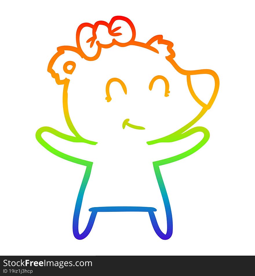 rainbow gradient line drawing female bear cartoon