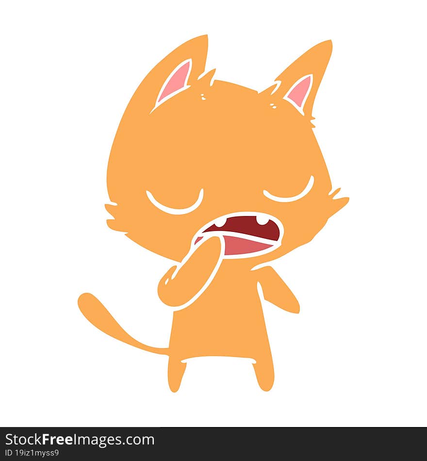 talking cat flat color style cartoon