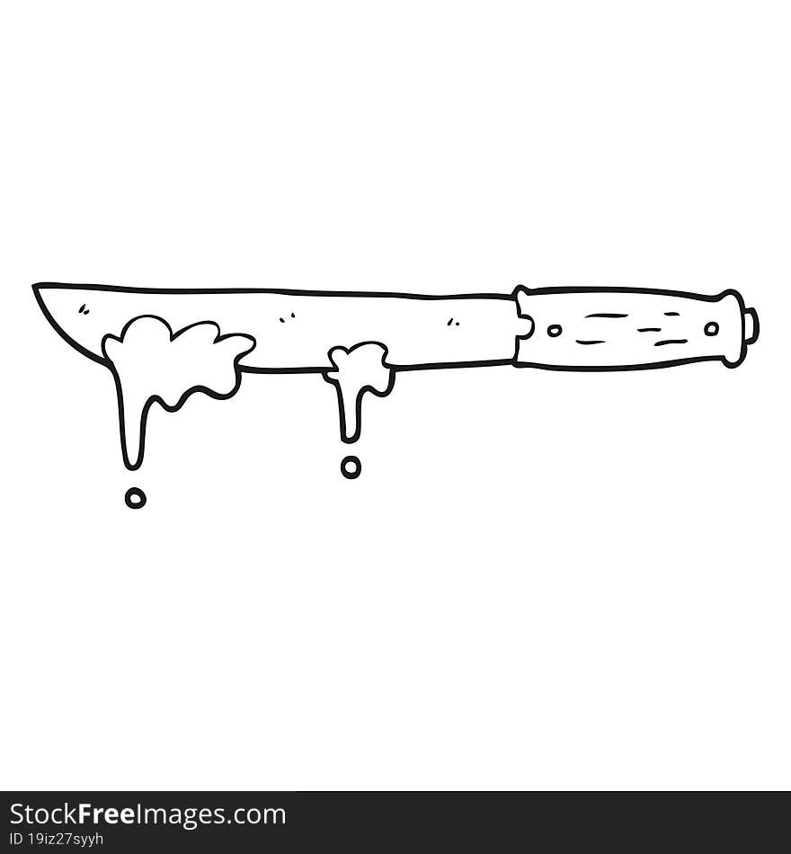 black and white cartoon butter knife