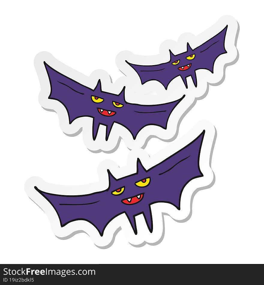 sticker of a cartoon halloween bat