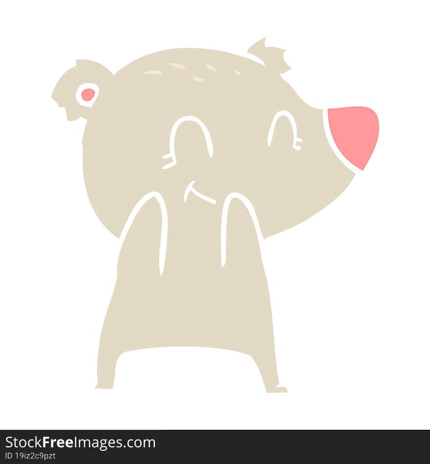 friendly bear flat color style cartoon