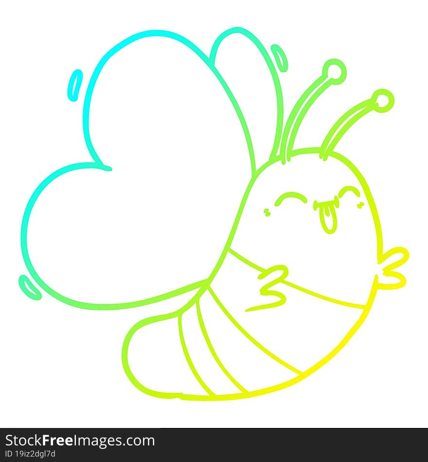 cold gradient line drawing funny cartoon butterfly