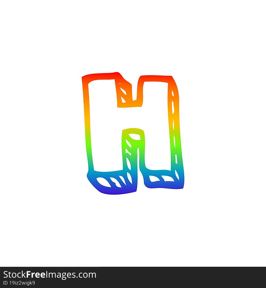 rainbow gradient line drawing of a cartoon letter h