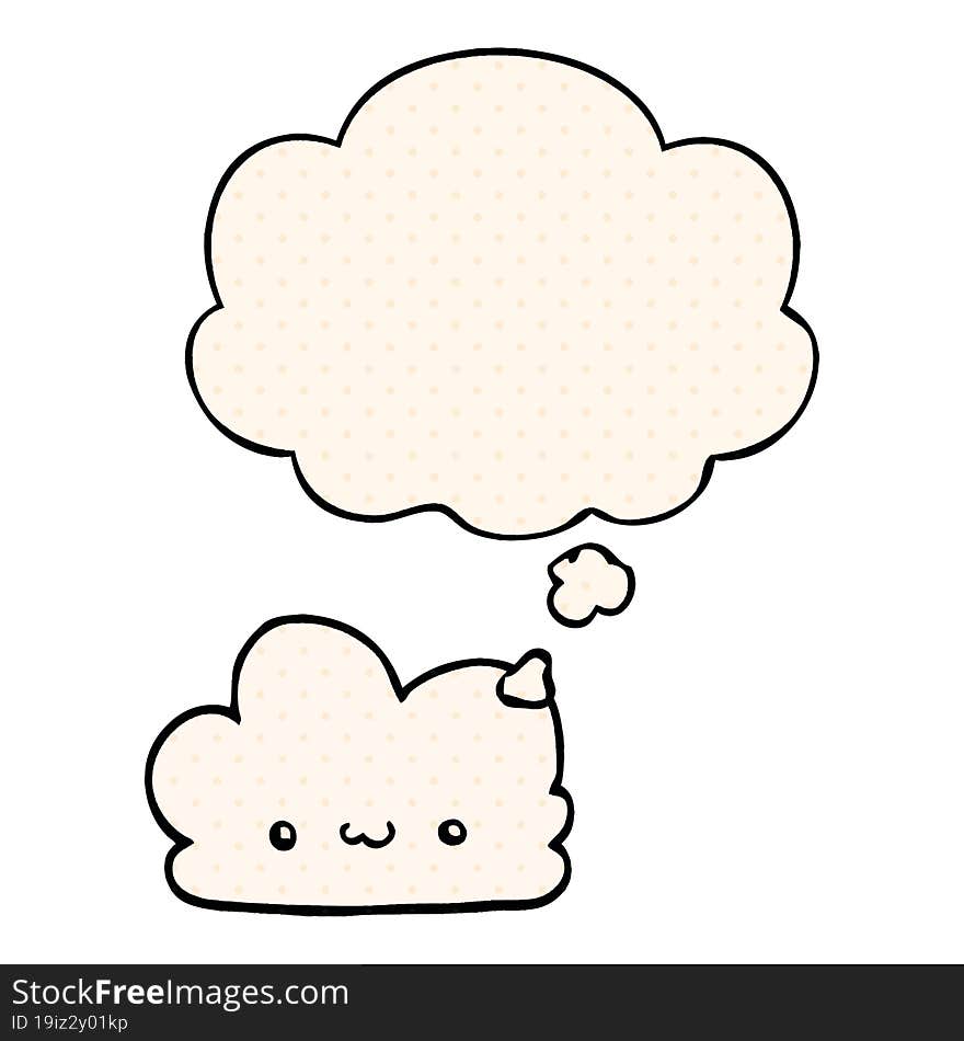 cute cartoon cloud and thought bubble in comic book style