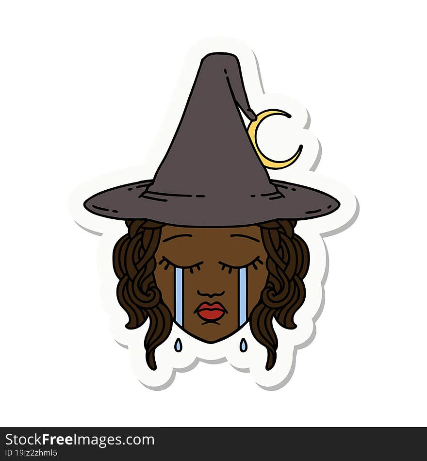 crying human witch character sticker