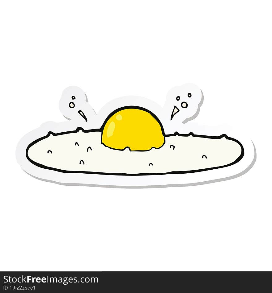 Sticker Of A Cartoon Fried Egg