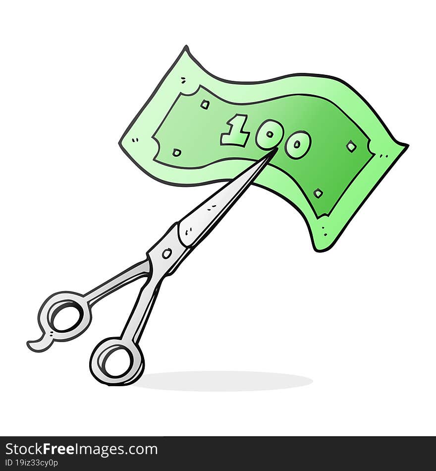 cartoon scissors cutting money