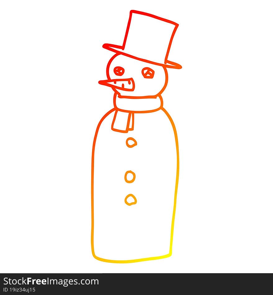 warm gradient line drawing cartoon snowman