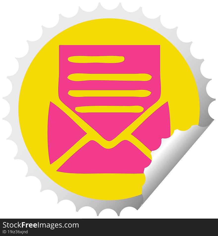 circular peeling sticker cartoon letter and envelope