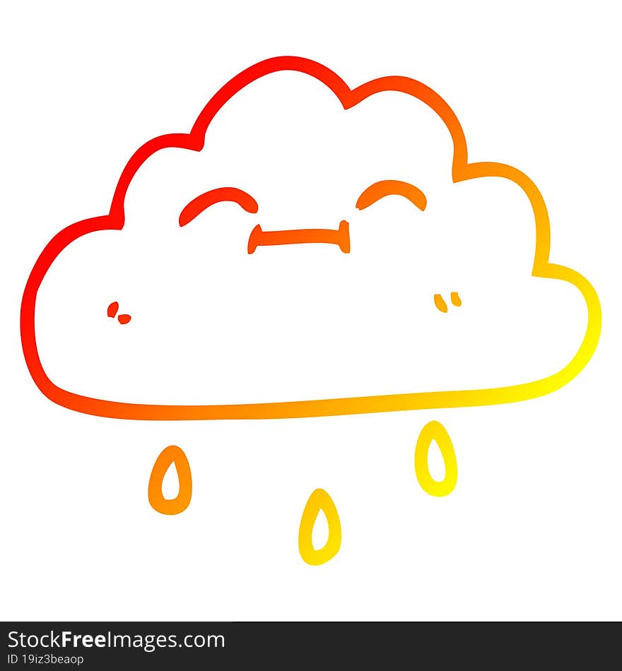 warm gradient line drawing cartoon happy rain cloud