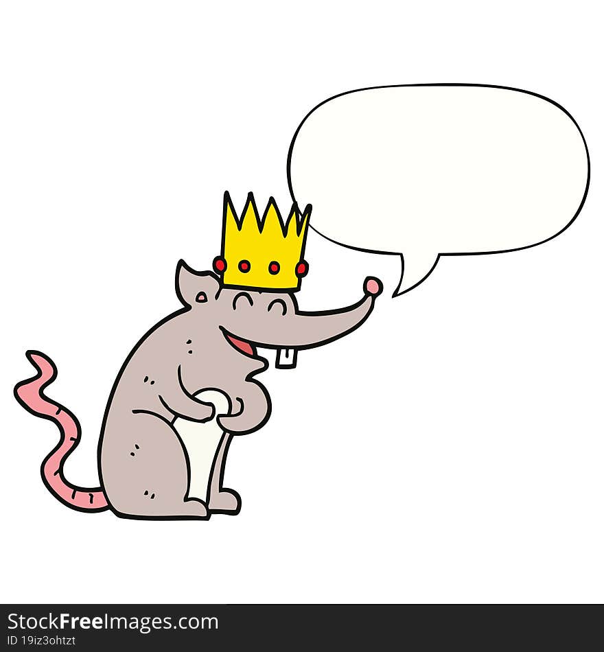 Cartoon Rat King Laughing And Speech Bubble