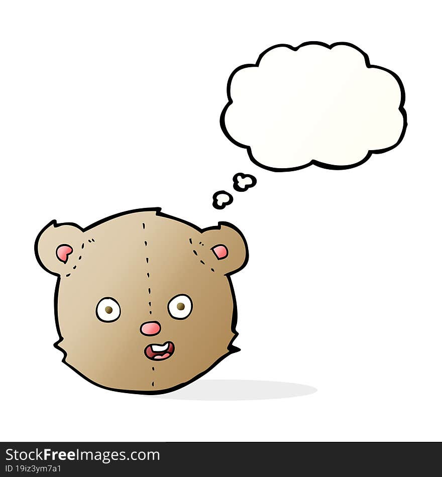 Cartoon Teddy Bear Head With Thought Bubble