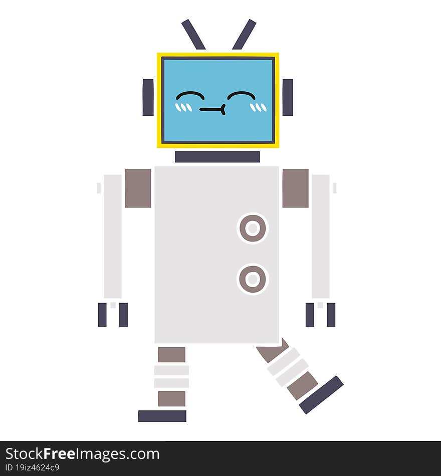 flat color retro cartoon of a robot