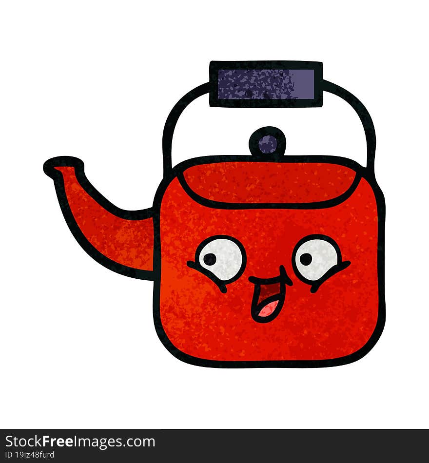 retro grunge texture cartoon kettle