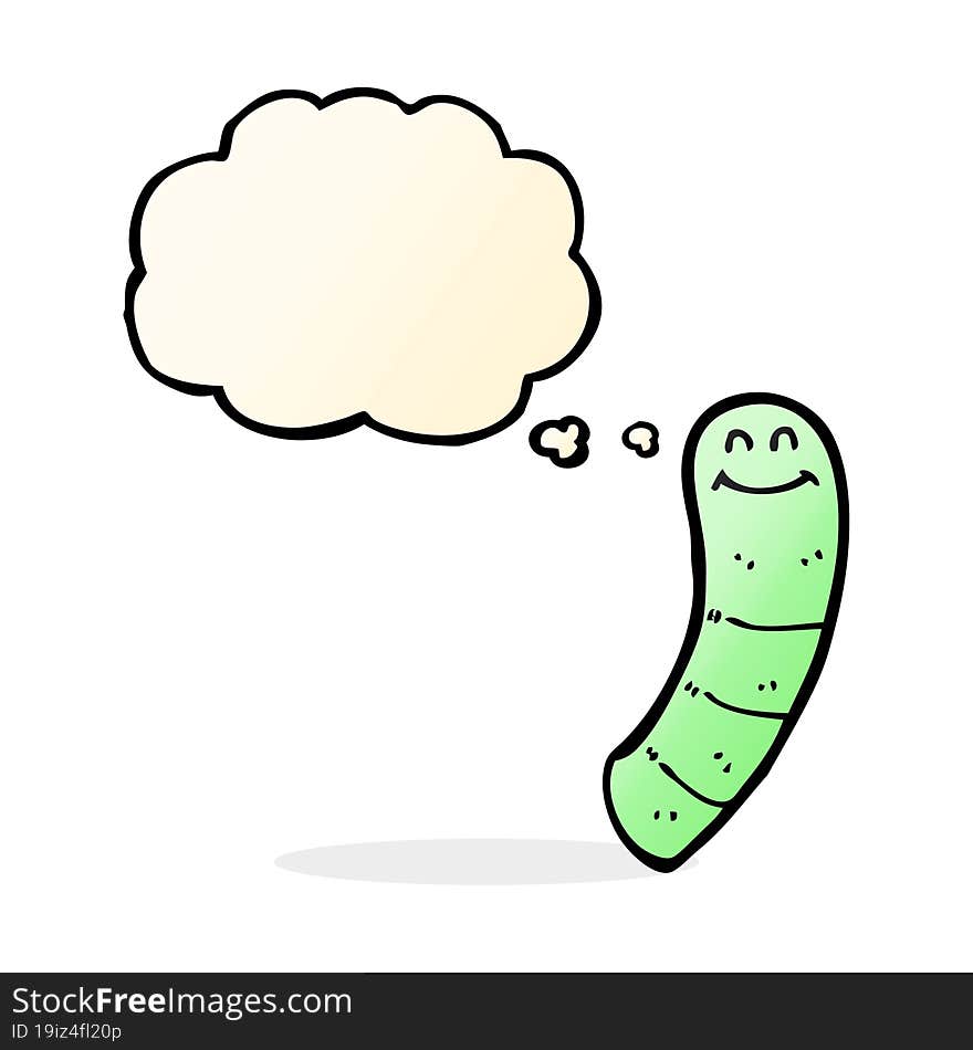 Cartoon Worm With Thought Bubble