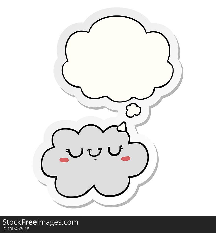 cute cartoon cloud and thought bubble as a printed sticker