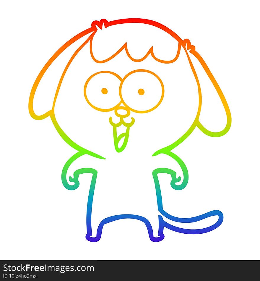 rainbow gradient line drawing of a cute cartoon dog