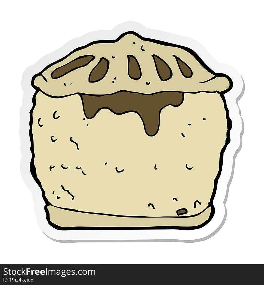 sticker of a cartoon meat pie