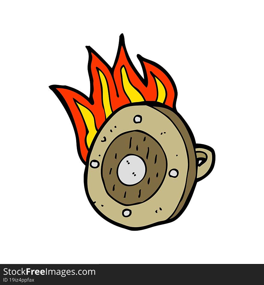 cartoon burning shield