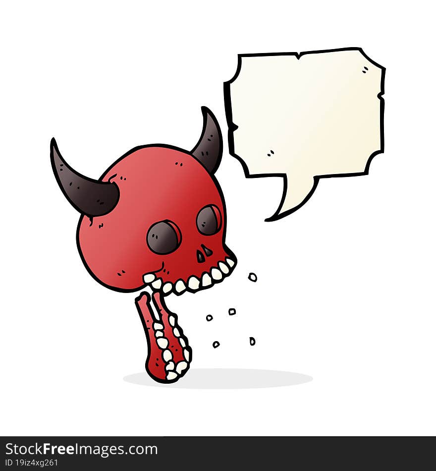 cartoon spooky skull with speech bubble