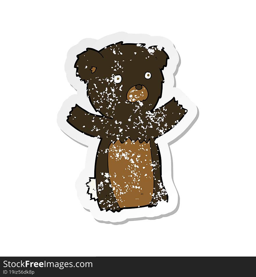 retro distressed sticker of a cartoon black bear cub