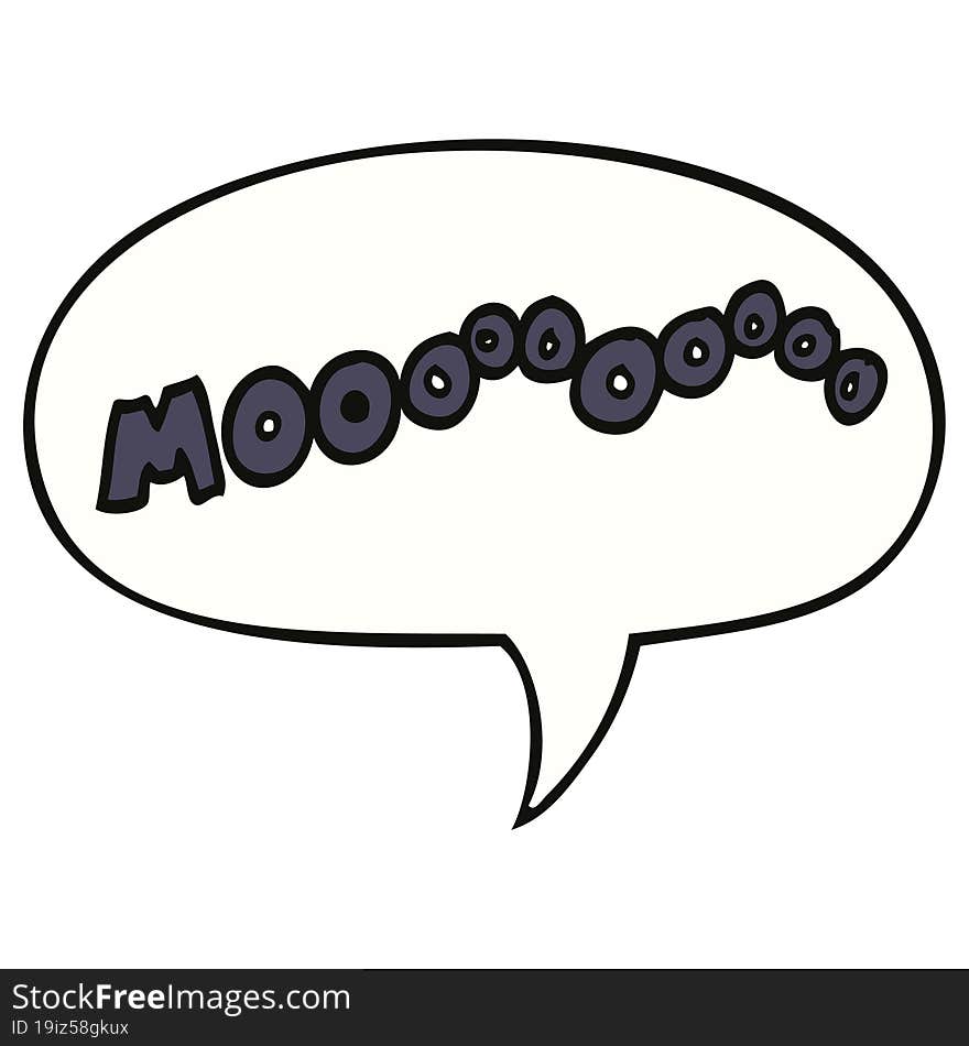 cartoon moo noise and speech bubble