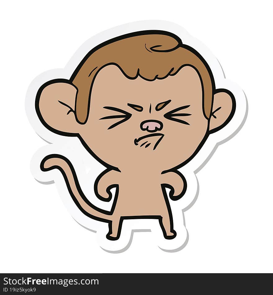 sticker of a cartoon annoyed monkey