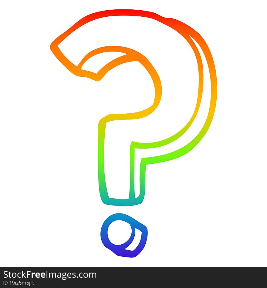 rainbow gradient line drawing cartoon question mark