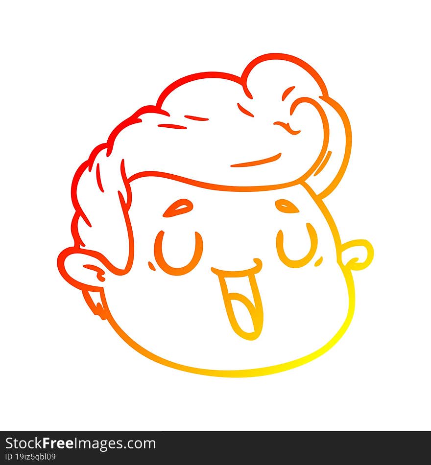 warm gradient line drawing cartoon male face